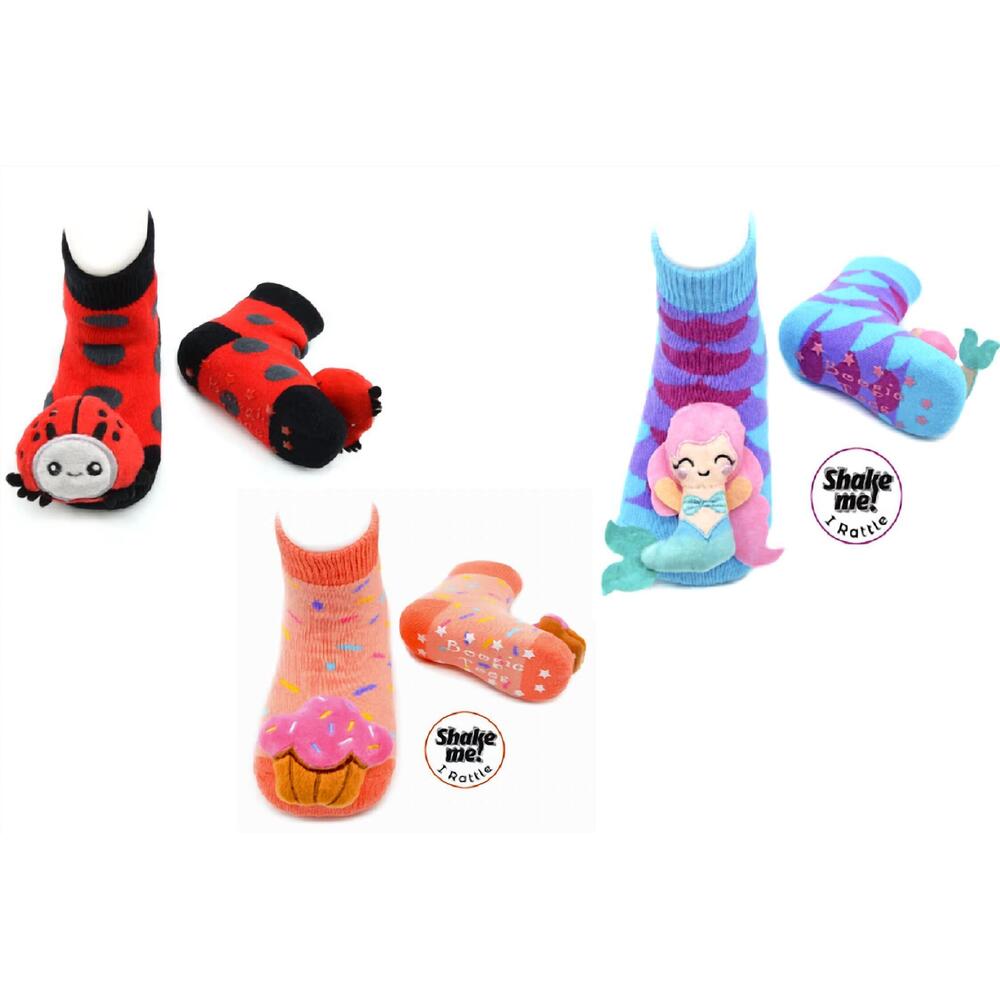 NEW LIVENTI INC. kids boogie toe rattle socks - set of 3 in ladybug, sweet cupca
